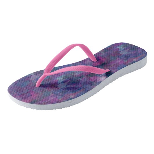 Tongs Abstrait rose, violet et bleu (Incliné)