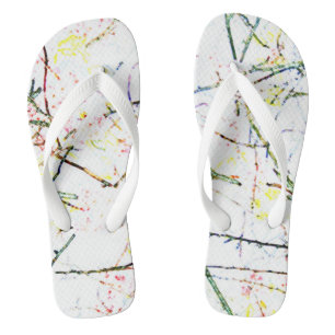 Tongs Abstraites branches colorées d'arbre sur dessin bl