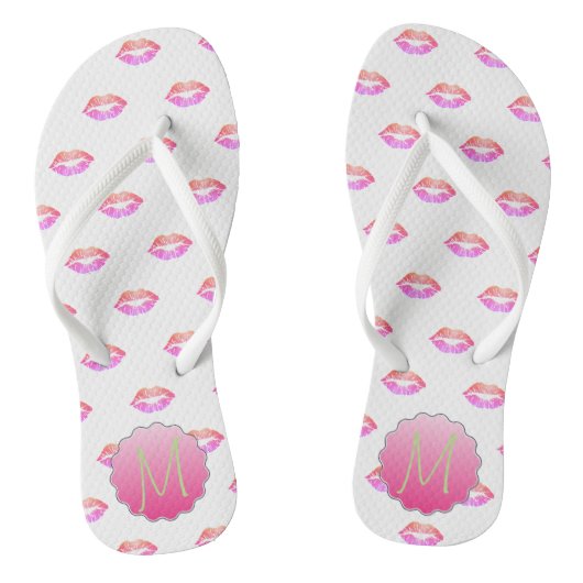 Tongs Adorable Cool Glitter Lips , Monogramme (Semelle)