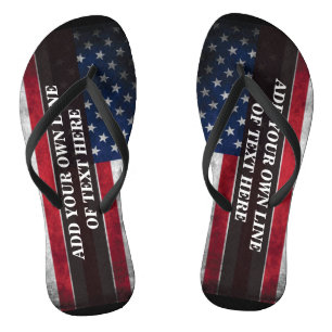Tongs Ajouter votre texte sur le drapeau américain
