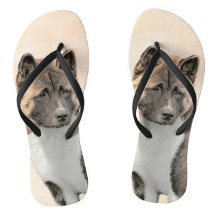 Tongs Akita Peinture - Cute Original Chien Art