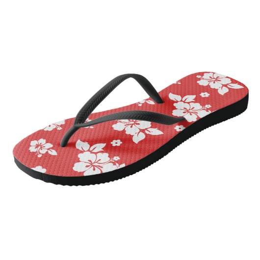 Tongs Aloha Red Classic Hawaiian Motif sans fil (Incliné)
