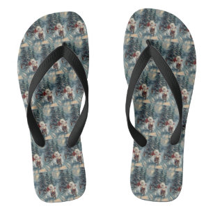 Tongs American Eskimo Dog équitation moto Noël