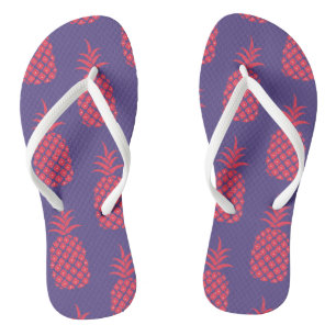 Tongs Ananas coloré plage violet corail amusant mignon 