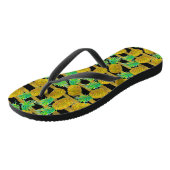 Tongs Ananas d'or sur des rayures (Incliné)