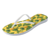 Tongs Ananas et feuille tropical sur l'or (Incliné)