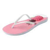 Tongs Ananas rose et blanc tropical girly mignon (Incliné)