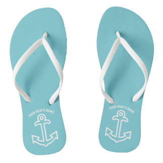 Tongs Ancre de bateau personnalisée Flip Flops Aqua Blue