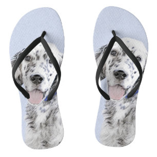 Tongs Anglais Setter Blue Belton Peinture Chien Art