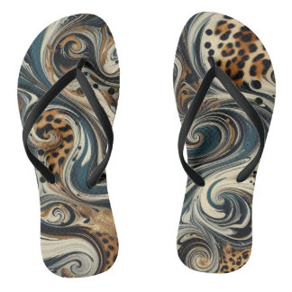 Tongs Animal Print and Swirl Flip Flops