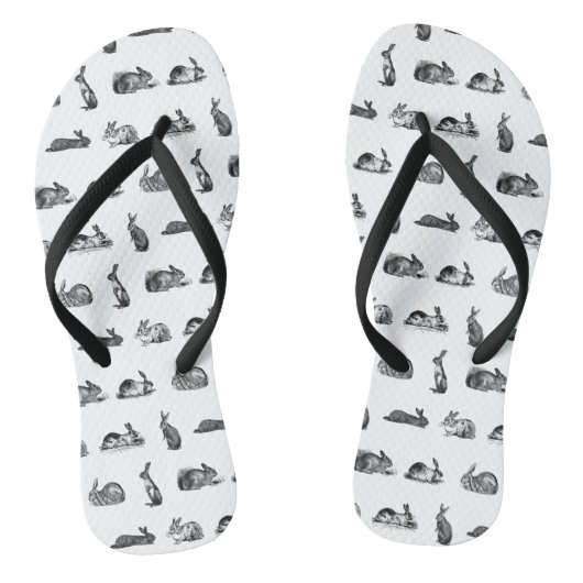 Tongs Antique lapins L'art lapin Vintage L'art personnal (Semelle)