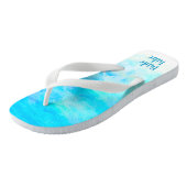 Tongs Aqua Blue Gradient Simple Monogramme Nom Flip Flop (Incliné)