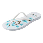 Tongs Aqua Cherry Blossoms Monogramme (Incliné)