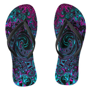Tongs Aqua Magenta et Abstrait noir