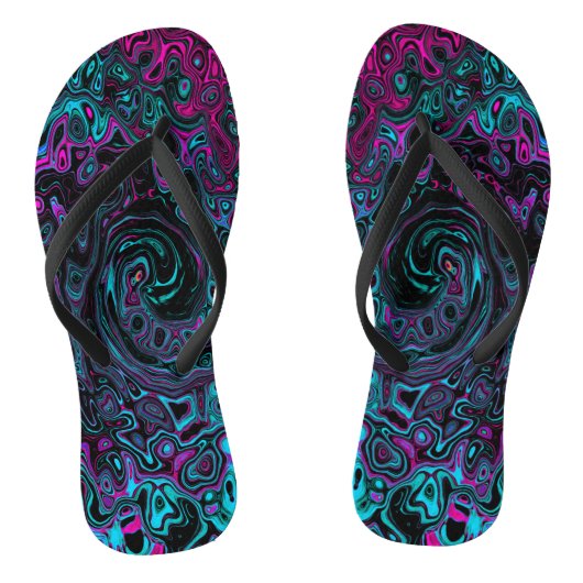 Tongs Aqua Magenta et Abstrait noir (Semelle)