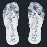 Tongs Aquarelle bleu foncé Peony Bridesmaid Favoriser<br><div class="desc">Vous aimerez ces fleurs de pivoine couleur bleu et vert Sage poussiéreuses aux feuilles feuillus. Idéal pour vos célébrations mariages !</div>