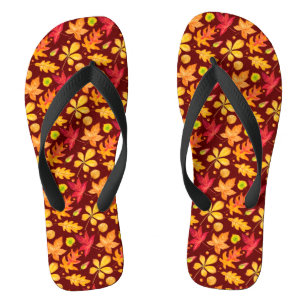 Tongs Aquarelle colorée Feuilles d'automne
