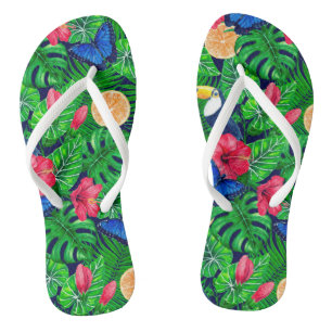 Tongs Aquarelle de jardin toucan et tropical