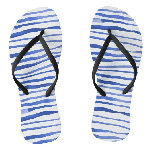 Tongs Aquarelle irrégulière lignes simples - bleu (Semelle)