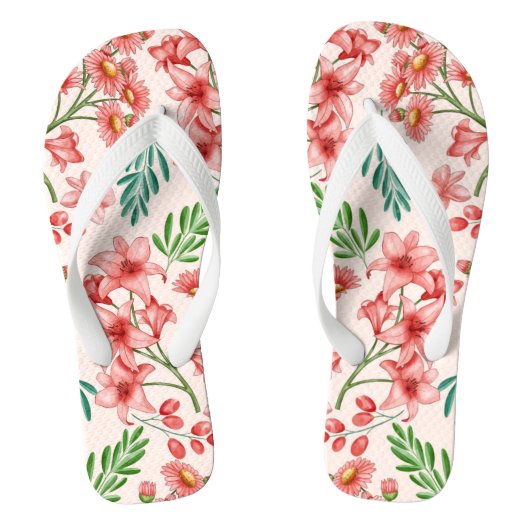 Tongs Aquarelle peinte à la main Motif floral-54098 (Semelle)