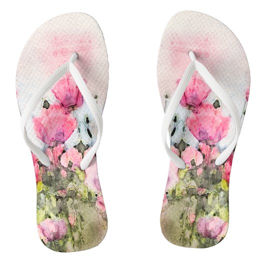 Tongs Aquarelle rose Floral été (Semelle)