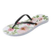 Tongs Aquarelle rose florale élégant mariage (Incliné)