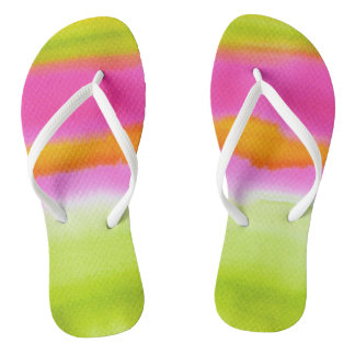Tongs Aquarelle rose orange Lime Plage moderne