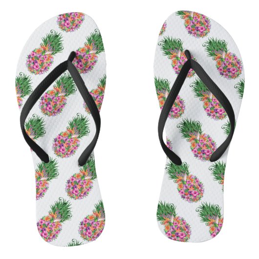 Tongs Aquarelle tropicale d'ananas (Semelle)