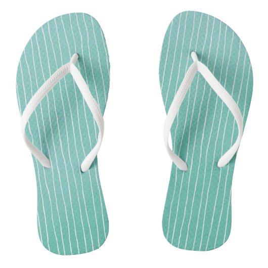 Tongs Aquarelle turquoise bleue verte avec rayures blanc (Semelle)