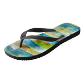 Tongs Aquarelle vert abstrait, bleu (Incliné)