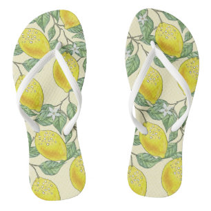 Tongs Aquarelle vintage Citrus Lemons Motif
