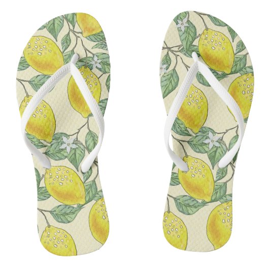 Tongs Aquarelle vintage Citrus Lemons Motif (Semelle)