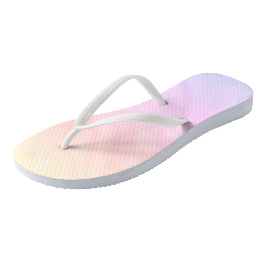 Tongs Aquarelles pastel violet rose jaune (Incliné)
