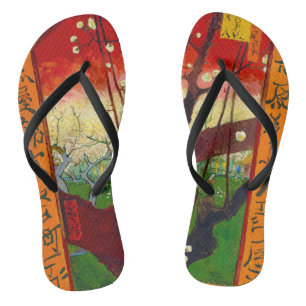 Tongs Arbre de prunier en fleurs de Van Gogh d'après Hir