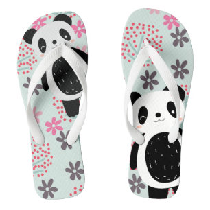 Tongs Arbres, fleurs et ours de panda