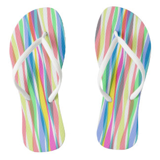 Tongs Arc en arc-en-ciel bandes verticales Pastel coloré