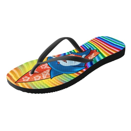 Tongs Arc en arc-en-ciel Flops surf de requin hippy boho (Incliné)