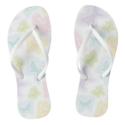 Tongs Arrière - plan avec papillons en aquarelle (Semelle)