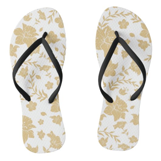 Tongs Arrière - plan Blanc Avec Accents Or Flip Flops (Semelle)
