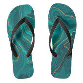 Tongs Arrière - plan en marbre liquide turquoise avec or (Semelle)