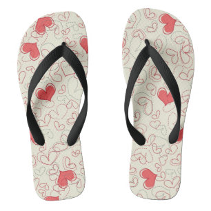 Tongs Arrière - plan mignon de coeurs