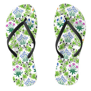 Tongs Arrière - plan vert floral Motif-15232