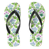 Tongs Arrière - plan vert floral Motif-15232 (Semelle)