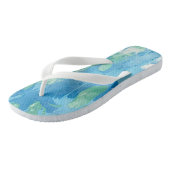 Tongs Art Abstrait Moderne Tendance Bleu Vert Blanc (Incliné)