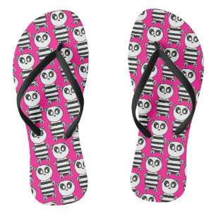 Tongs Art de panda noir et blanc ludique