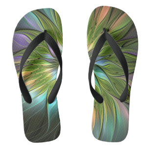 Tongs Art Fractal Fleur Imaginaire Coloré Lumineux