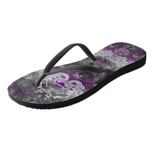 Tongs Asexuel Dragon Damask - Ace Pride couleurs drapeau (Incliné)