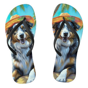 Tongs Australian Shepherd On Beach amoureux des chiens c