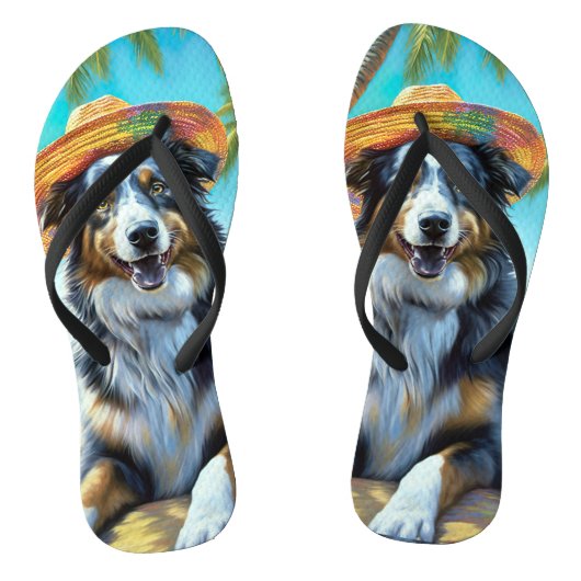 Tongs Australian Shepherd On Beach amoureux des chiens c (Semelle)