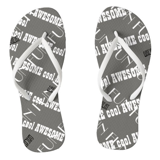 Tongs Awesome avec les mots Cool, Fun, Great (Semelle)